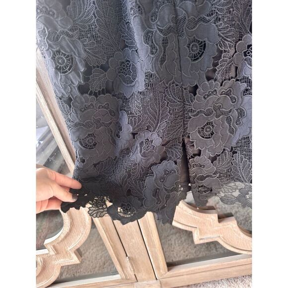 Badgley Mischka Black Lace Off The Shoulder Mini Dress Size 4 - Picture 6 of 10